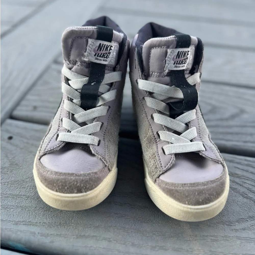 Nike Court Borough Mid Girls Sneakers Purple Gray Youth Size 11